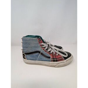 Vans Sk8-Hi Tartan Daze Denim Patchwork Dye Punk Skate Shoes Women's 6.5